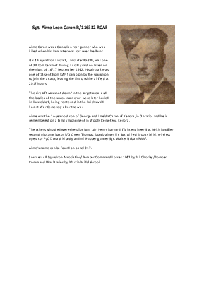 A preview of a PDF biography for Caron, Aime Leon